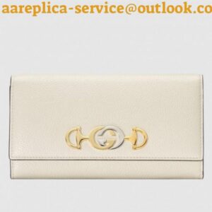 Replica Gucci Zumi Grainy Leather Continental Wallet 573612 White 2019