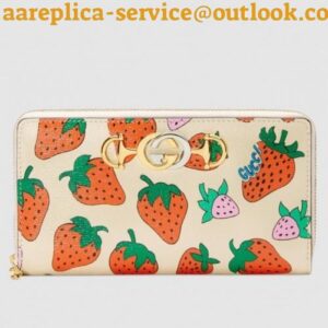 Replica Gucci Zumi Grainy Leather Zip Around Wallet 570661 Strawberry 2019