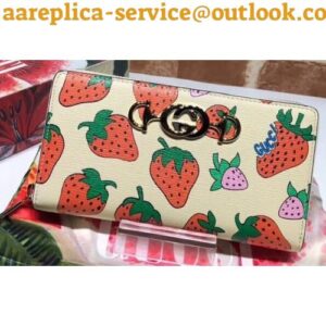 Replica Gucci Zumi Grainy Leather Zip Around Wallet 570661 Strawberry 2019 2