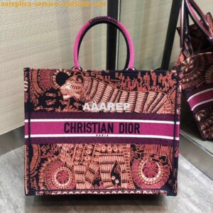 Replica Dior Book Tote Fuchsia Animals Embroidered Canvas Bag M1286