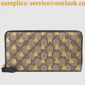 Replica Gucci GG Supreme Bees Zip Around Wallet