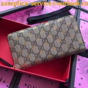 Replica Gucci GG Supreme Bees Zip Around Wallet 2