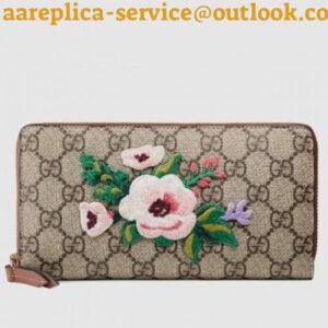 Replica Gucci GG Supreme Floral Zip Around Wallet