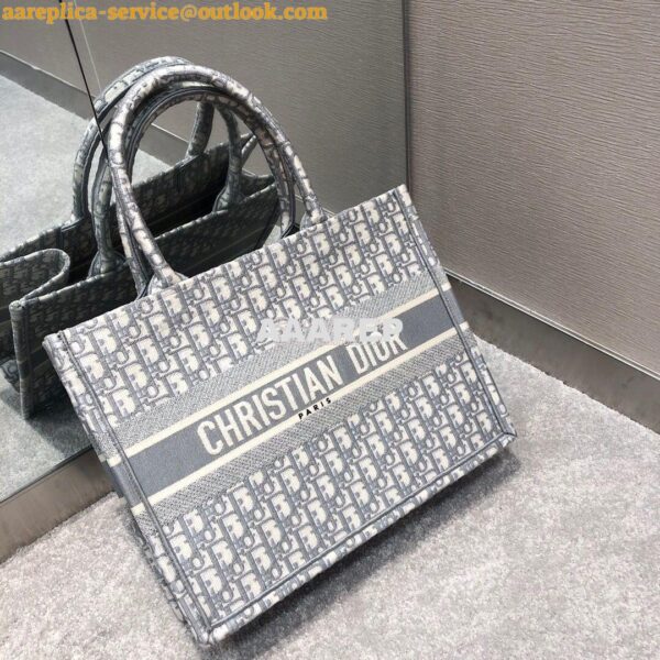 Replica Dior Book Tote Grey Oblique Embroidered Canvas Bag M1286 3