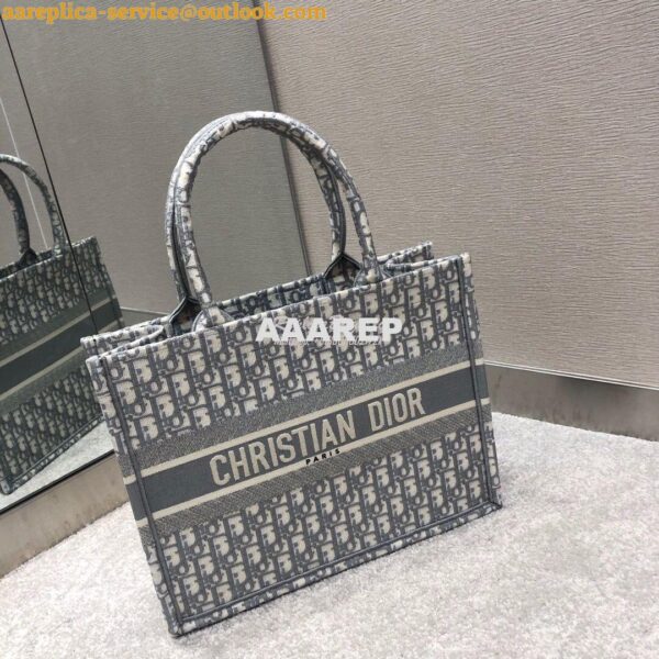 Replica Dior Book Tote Grey Oblique Embroidered Canvas Bag M1286 6