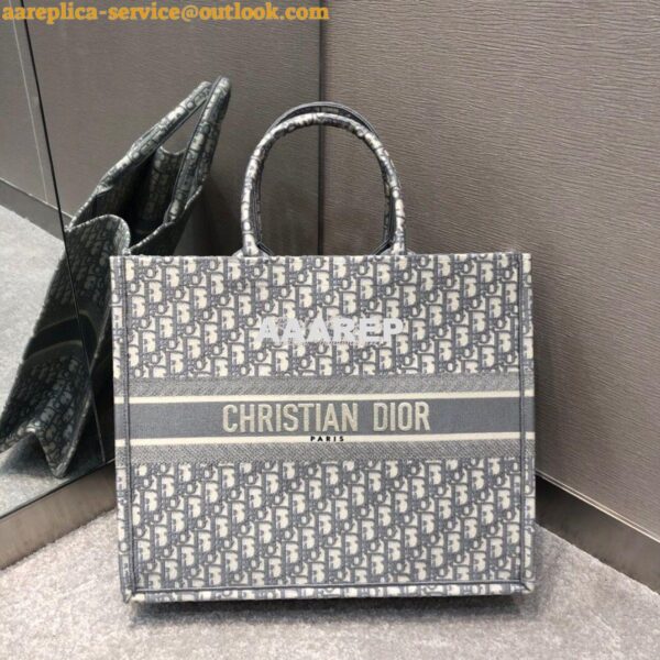 Replica Dior Book Tote Grey Oblique Embroidered Canvas Bag M1286 6