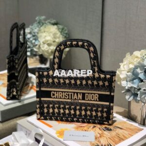 Replica Dior Book Tote in Beige Houndstooth Embroidery M1271