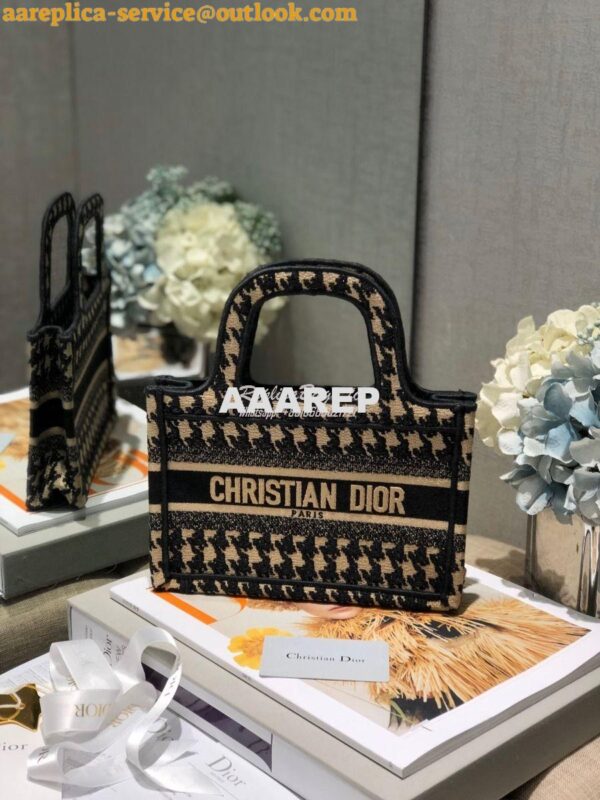 Replica Dior Book Tote in Beige Houndstooth Embroidery M1271