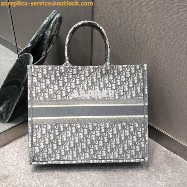 Replica Dior Book Tote Grey Oblique Embroidered Canvas Bag M1286 16