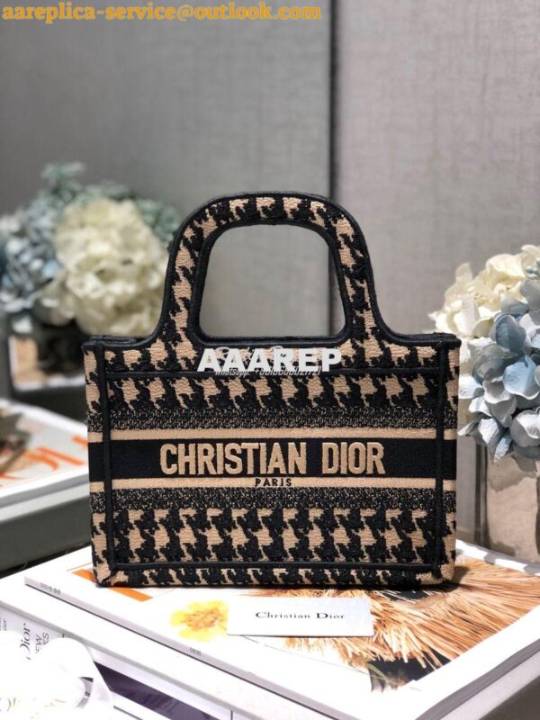 Replica Dior Book Tote in Beige Houndstooth Embroidery M1271 3