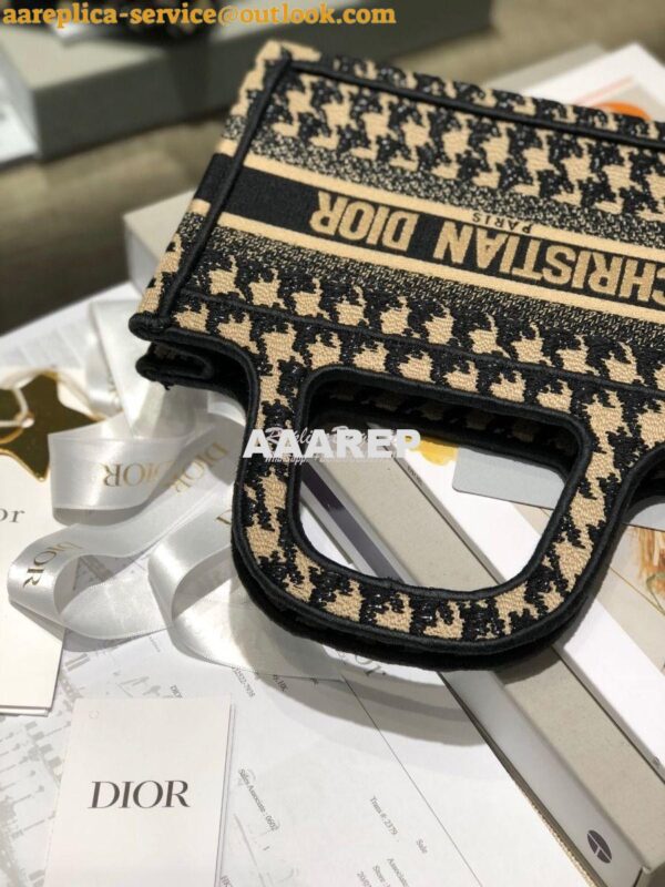 Replica Dior Book Tote in Beige Houndstooth Embroidery M1271 8