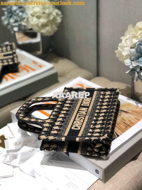 Replica Dior Book Tote in Beige Houndstooth Embroidery M1271 10