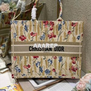 Replica Dior Book Tote M1286 Beige Multicolor Dior Hibiscus Metallic T 2