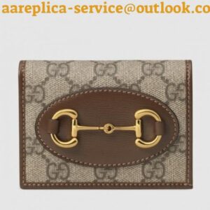 Replica Gucci Horsebit 1955 Brown Card Case Wallet