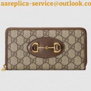 Replica Gucci Horsebit 1955 Brown Zip Around Wallet