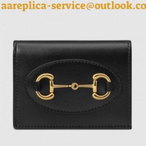 Replica Gucci Horsebit 1955 Card Case Wallet In Black Calfskin