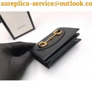 Replica Gucci Horsebit 1955 Card Case Wallet In Black Calfskin 2