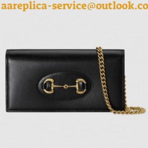 Replica Gucci Horsebit 1955 Wallet With Chain In Black Leather