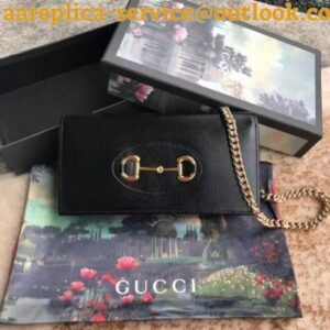 Replica Gucci Horsebit 1955 Wallet With Chain In Black Leather 2