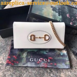 Replica Gucci Horsebit 1955 Wallet With Chain In White Leather 2