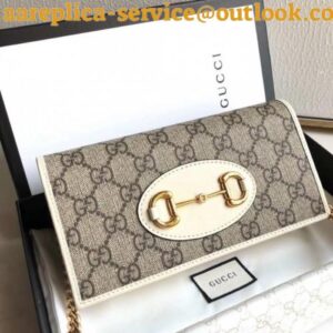 Replica Gucci Horsebit 1955 White Wallet With Chain 2