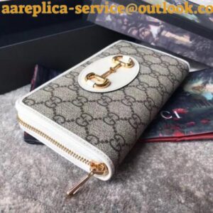 Replica Gucci Horsebit 1955 White Zip Around Wallet 2