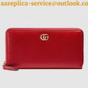 Replica Gucci Leather Zip Around Wallet 456117 Red 2018