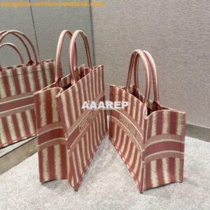 Replica Dior Book Tote Pink D-Stripes Embroidery Canvas Bag 2