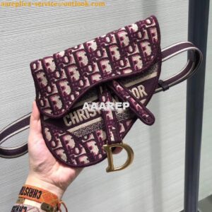 Replica Dior Burgundy Saddle Dior Oblique Pouch Belt S5632