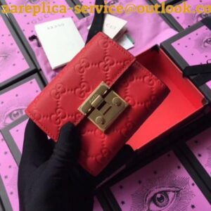 Replica Gucci Padlock Wallet In Red Signature Leather 2