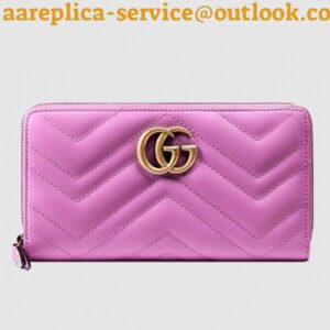 Replica Gucci Pink GG Marmont Zip Around Wallet