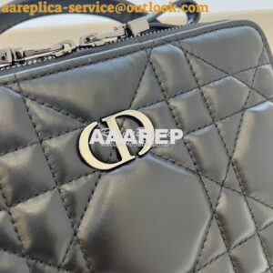 Replica Dior Caro Box Bag With Chain Black Quilted Macrocannage Calfsk 2