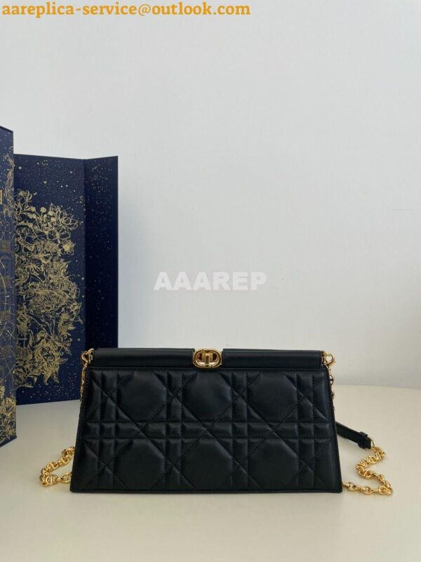 Replica Dior Caro Colle Noire Clutch With Chain Black Cannage Lambskin