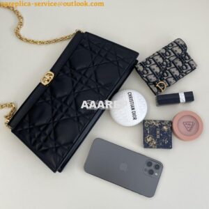 Replica Dior Caro Colle Noire Clutch With Chain Black Cannage Lambskin 2