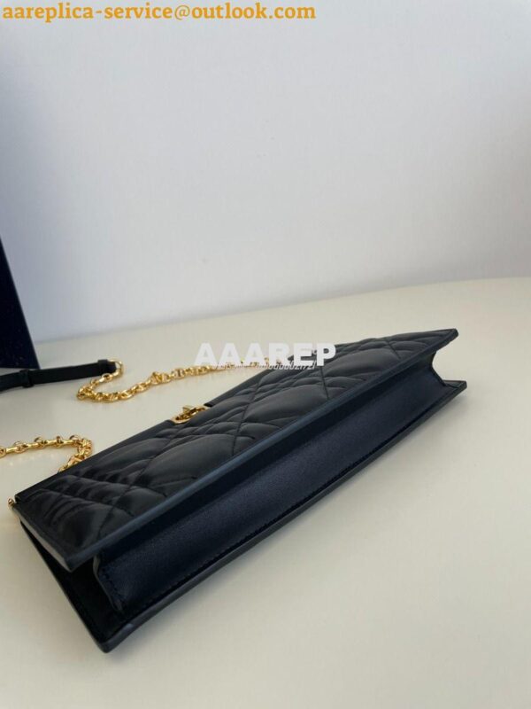 Replica Dior Caro Colle Noire Clutch With Chain Black Cannage Lambskin 10