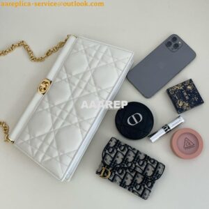 Replica Dior Caro Colle Noire Clutch With Chain Latte Cannage Lambskin 2