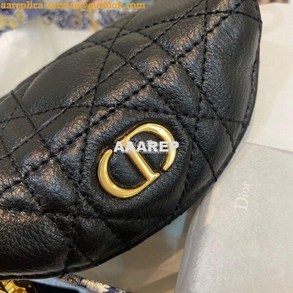 Replica Dior Caro Detachable Half-Moon Coin Purse in Black Cannage Sup 3