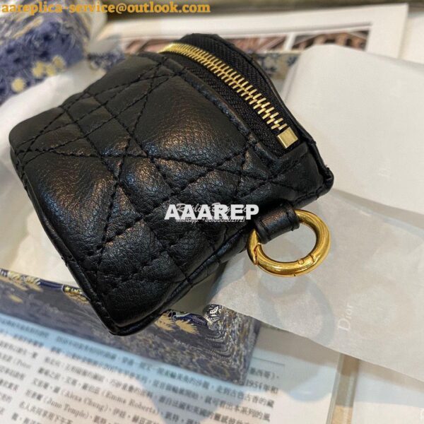 Replica Dior Caro Detachable Half-Moon Coin Purse in Black Cannage Sup 4