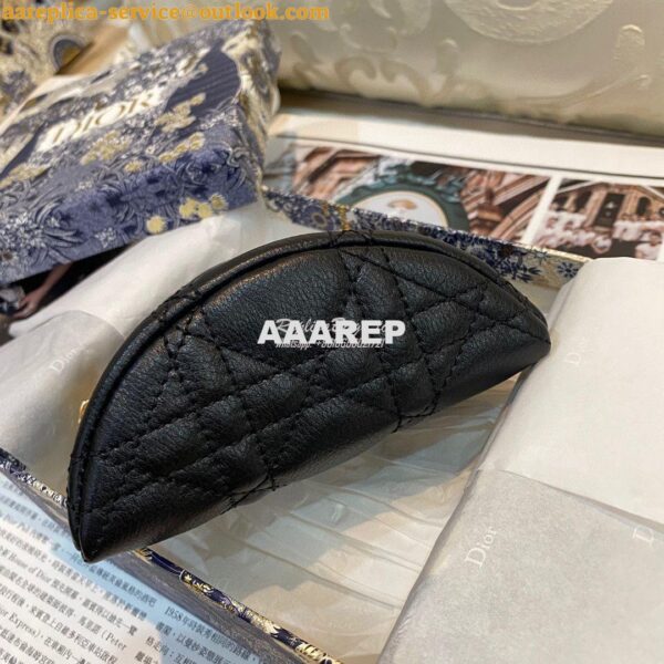 Replica Dior Caro Detachable Half-Moon Coin Purse in Black Cannage Sup 5