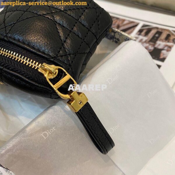 Replica Dior Caro Detachable Half-Moon Coin Purse in Black Cannage Sup 6