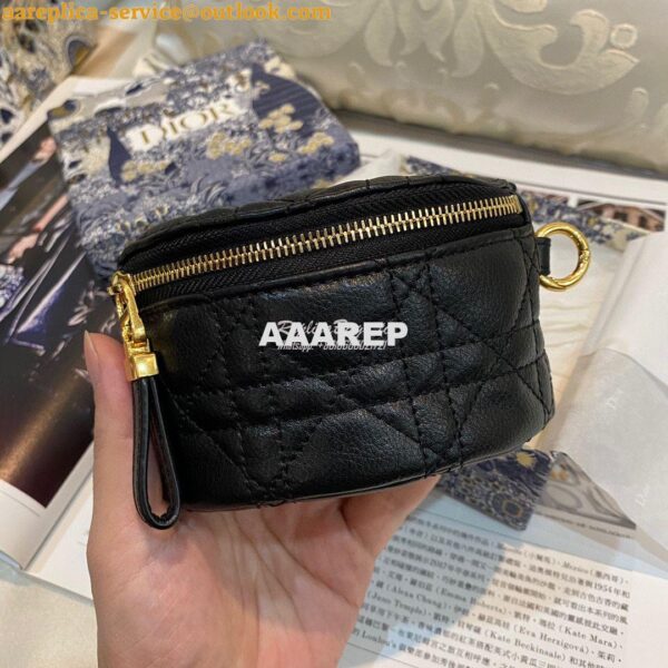 Replica Dior Caro Detachable Half-Moon Coin Purse in Black Cannage Sup 7