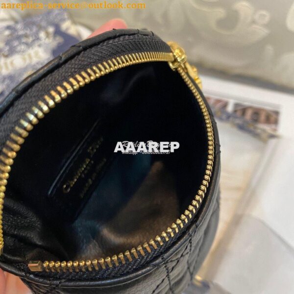 Replica Dior Caro Detachable Half-Moon Coin Purse in Black Cannage Sup 8