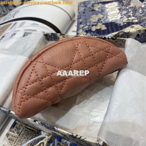 Replica Dior Caro Detachable Half-Moon Coin Purse in Dark Nude Cannage 6