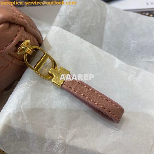 Replica Dior Caro Detachable Half-Moon Coin Purse in Dark Nude Cannage 7