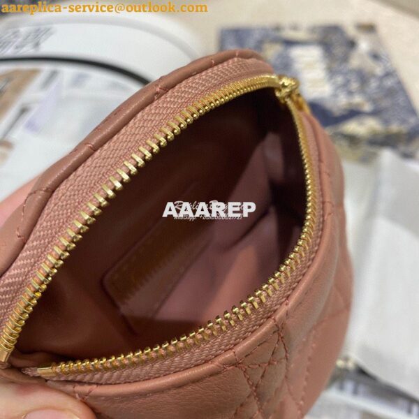Replica Dior Caro Detachable Half-Moon Coin Purse in Dark Nude Cannage 8
