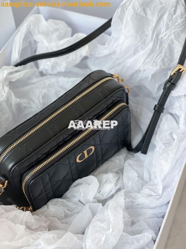 Replica Dior Caro Double Pouch Black Supple Cannage Calfskin S5037 3