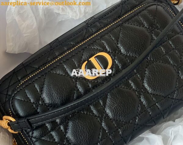 Replica Dior Caro Double Pouch Black Supple Cannage Calfskin S5037 4