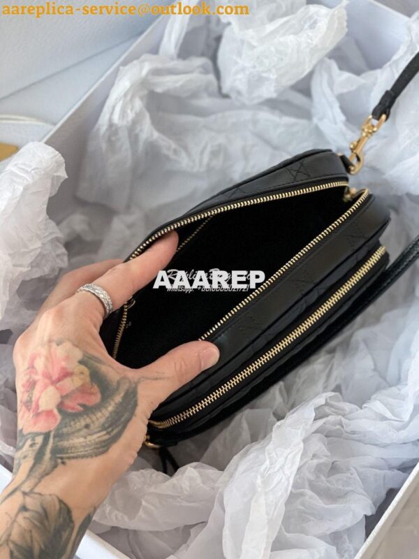 Replica Dior Caro Double Pouch Black Supple Cannage Calfskin S5037 6