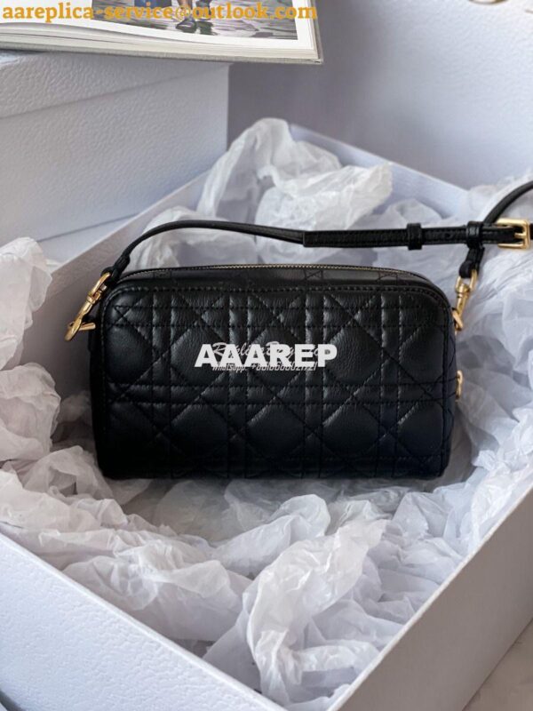 Replica Dior Caro Double Pouch Black Supple Cannage Calfskin S5037 8