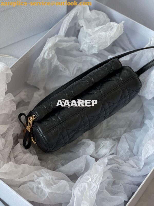 Replica Dior Caro Double Pouch Black Supple Cannage Calfskin S5037 9
